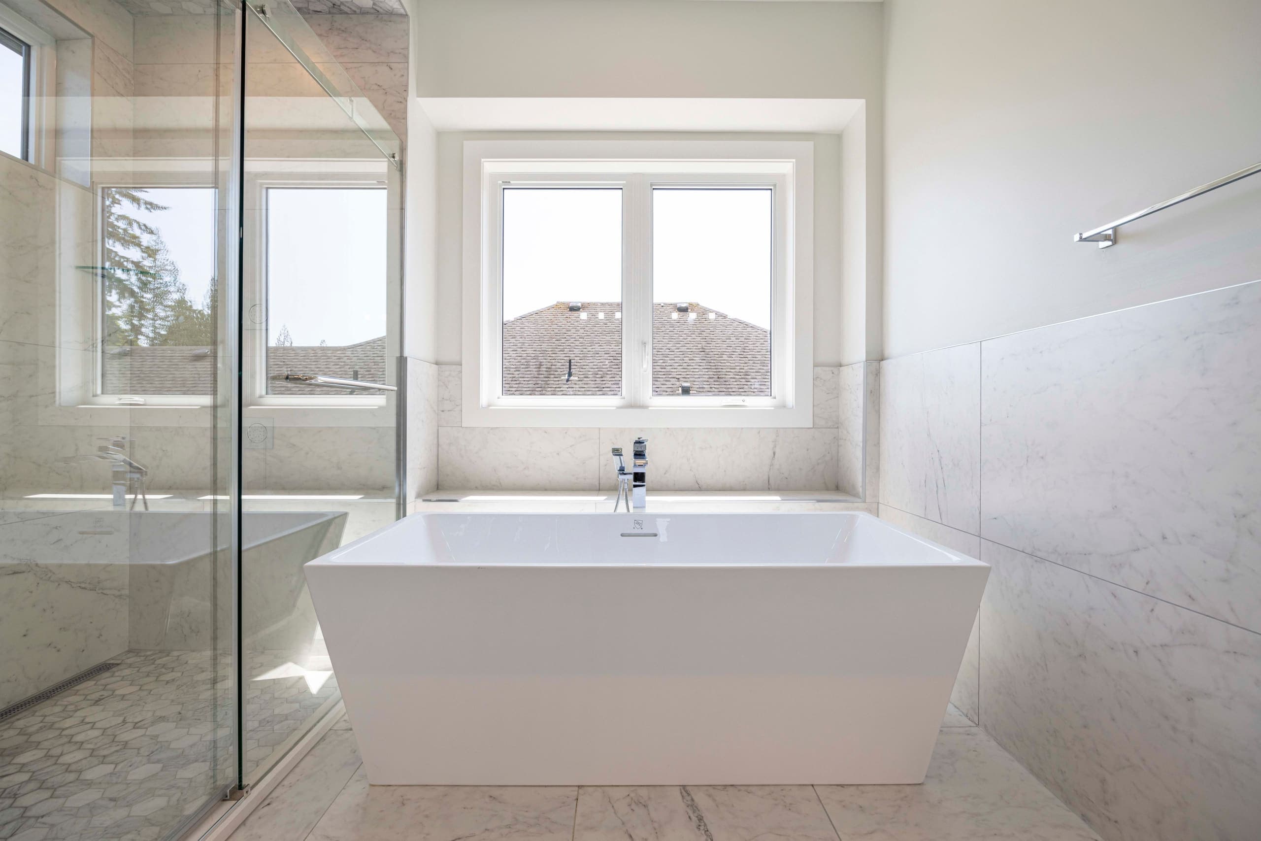 Freestanding tub in the principal ensuite — The Ridge House